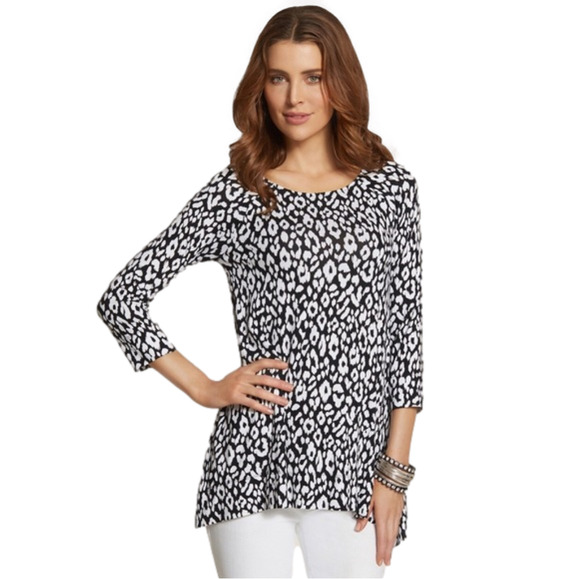 Chicos Pullover Tunic Black & Grey - Picture 1 of 5